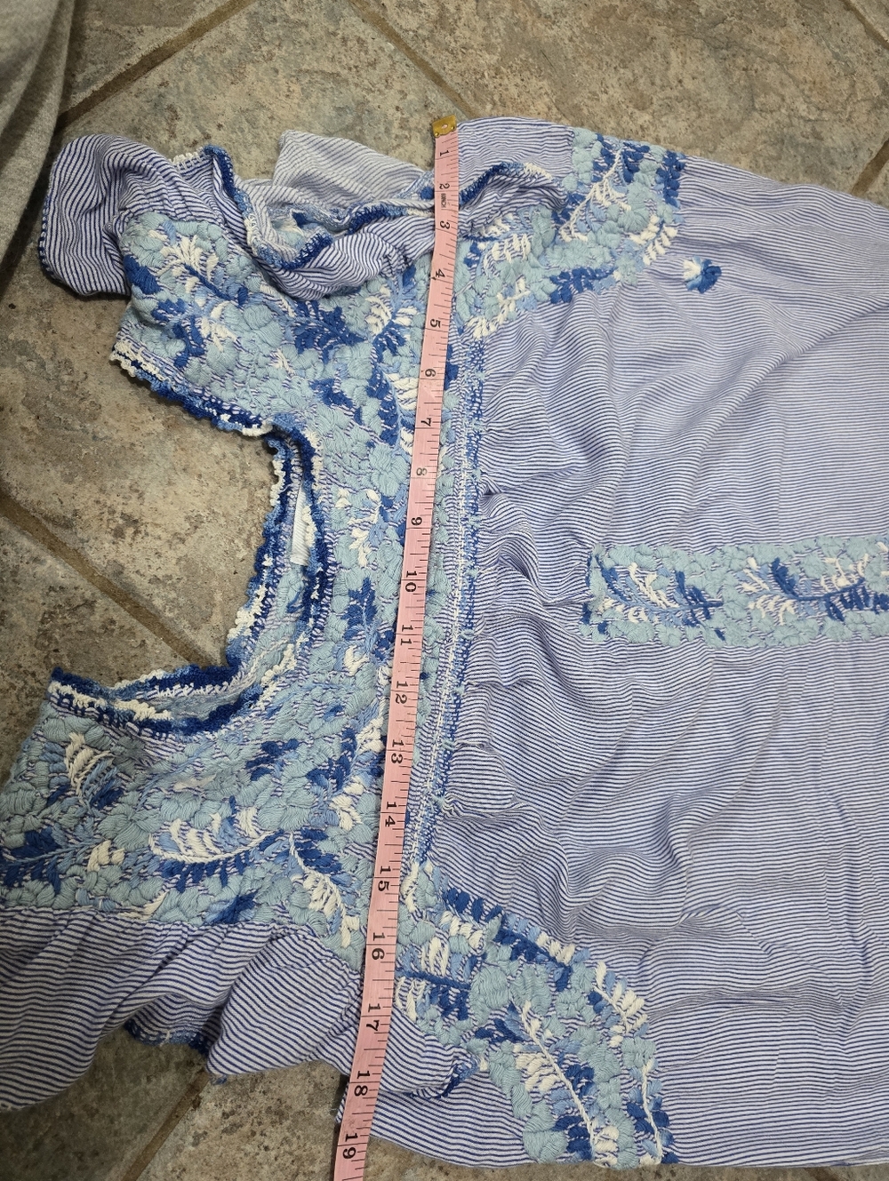 Embroidered Light Blue Midi Dress with Flutter Sleeves - Women - Picture 7 of 9